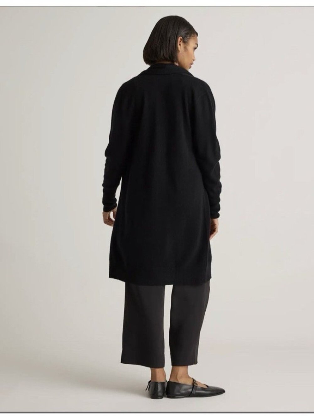 Quince Mongolian Cashmere Duster Cardigan Sweater Black Size M - Picture 6 of 16